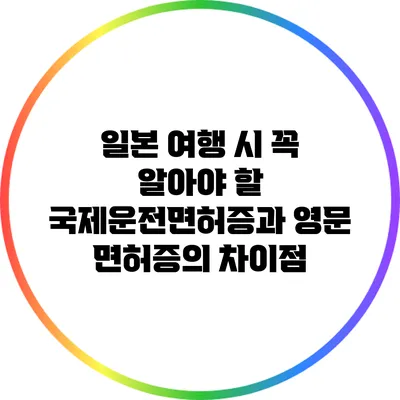 일본 여행 시 꼭 알아야 할 국제운전면허증과 영문 면허증의 차이점