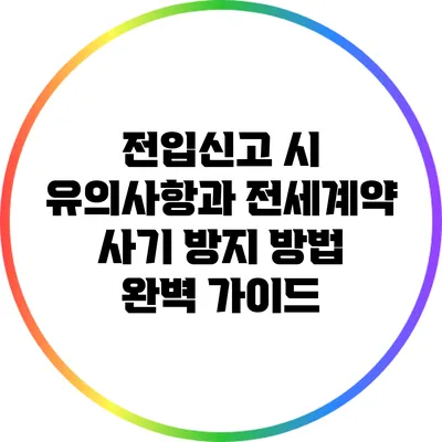 전입신고 시 유의사항과 전세계약 사기 방지 방법 완벽 가이드