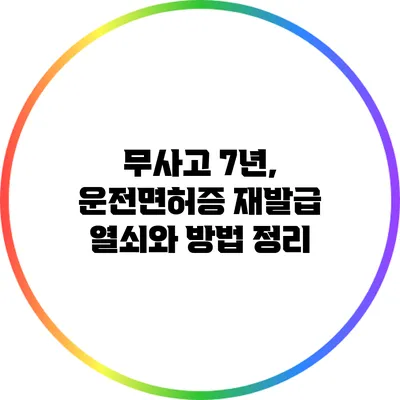 무사고 7년, 운전면허증 재발급 열쇠와 방법 정리