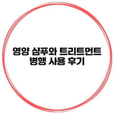 영양 샴푸와 트리트먼트 병행 사용 후기